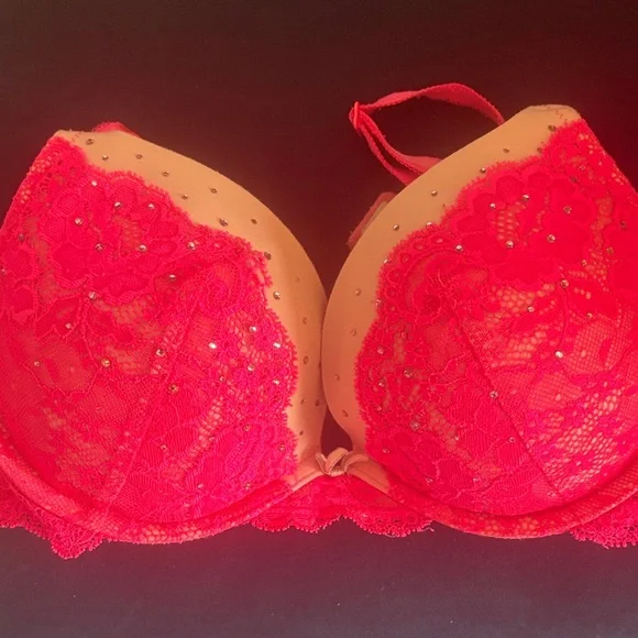 Victoria's Secret Lace Push-Up Bra Set in Hot Pink, Turquoise & Beige - Picture 6 of 10